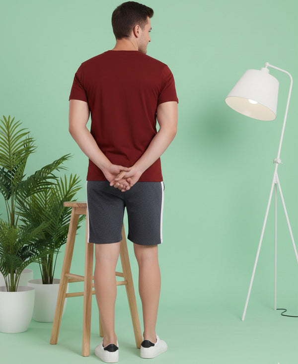 T.T. Men’s Cotton Blend | Printed Round Neck T-Shirt & Regular Fit Shorts | Casual Co-ord Set for Men