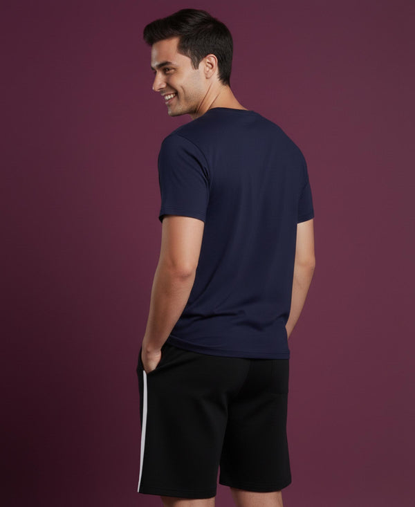 T.T. Men’s Cotton Blend | Printed Round Neck T-Shirt & Regular Fit Shorts | Casual Co-ord Set for Men
