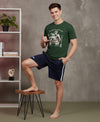 T.T. Men’s Cotton Blend | Printed Round Neck T-Shirt & Regular Fit Shorts | Casual Co-ord Set for Men