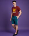 T.T. Men’s Cotton Blend | Printed Round Neck T-Shirt & Regular Fit Shorts | Casual Co-ord Set for Men