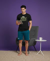T.T. Men’s Cotton Blend | Printed Round Neck T-Shirt & Regular Fit Shorts | Casual Co-ord Set for Men