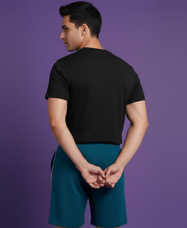 T.T. Men’s Cotton Blend | Printed Round Neck T-Shirt & Regular Fit Shorts | Casual Co-ord Set for Men