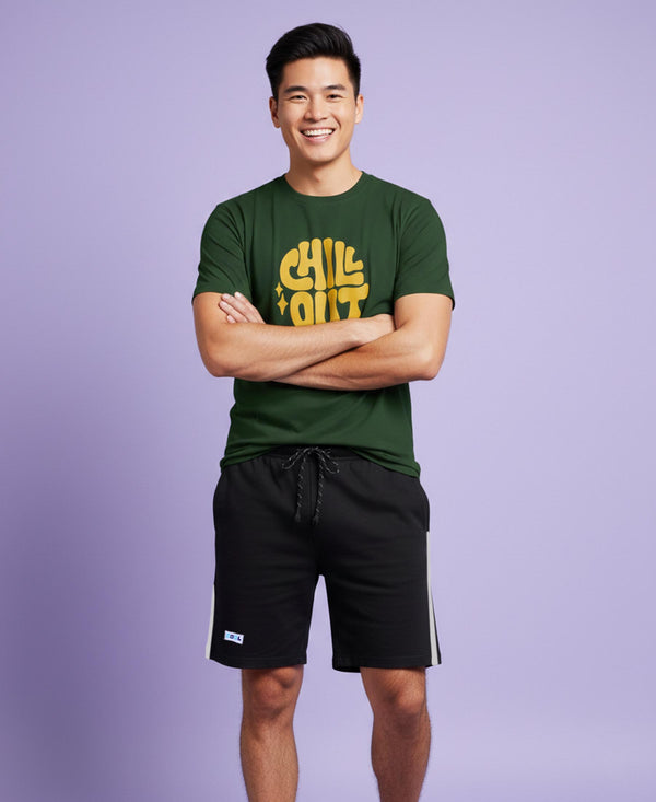 T.T. Men’s Cotton Blend | Printed Round Neck T-Shirt & Regular Fit Shorts | Casual Co-ord Set for Men