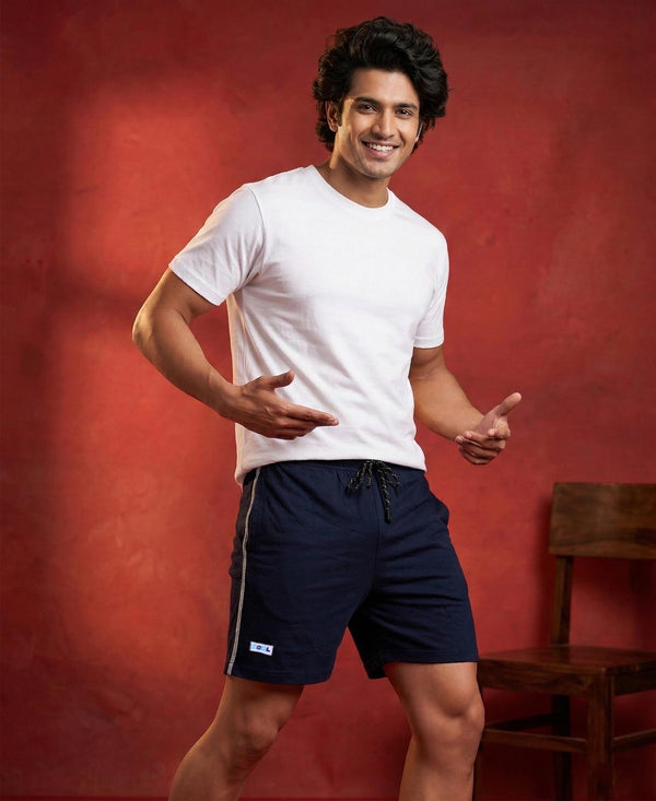 T.T. Men’s Cotton Blend | Solid Round Neck T-Shirt & Regular Fit Shorts | Casual Co-ord Set for Men