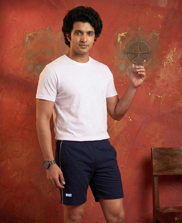 T.T. Men’s Cotton Blend | Solid Round Neck T-Shirt & Regular Fit Shorts | Casual Co-ord Set for Men