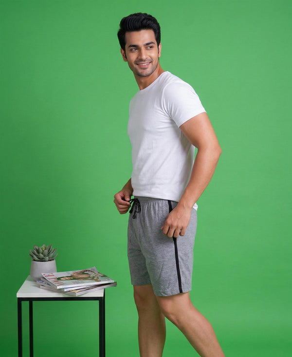 T.T. Men’s Cotton Blend | Solid Round Neck T-Shirt & Regular Fit Shorts | Casual Co-ord Set for Men