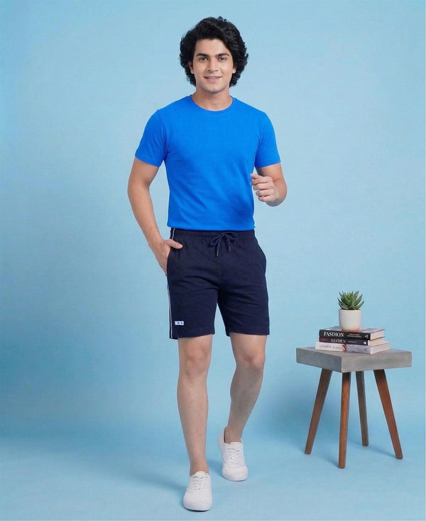 T.T. Men’s Cotton Blend | Solid Round Neck T-Shirt & Regular Fit Shorts | Casual Co-ord Set for Men
