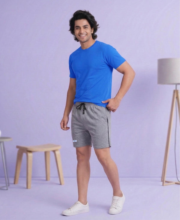 T.T. Men’s Cotton Blend | Solid Round Neck T-Shirt & Regular Fit Shorts | Casual Co-ord Set for Men