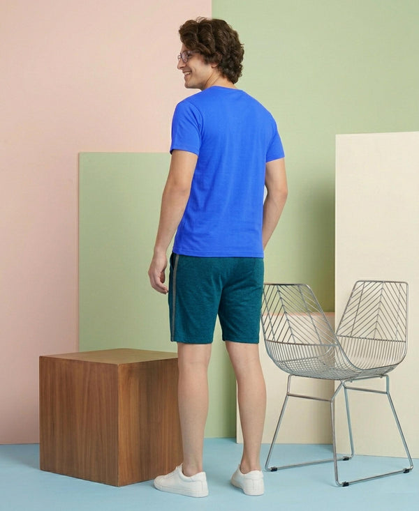 T.T. Men’s Cotton Blend | Solid Round Neck T-Shirt & Regular Fit Shorts | Casual Co-ord Set for Men