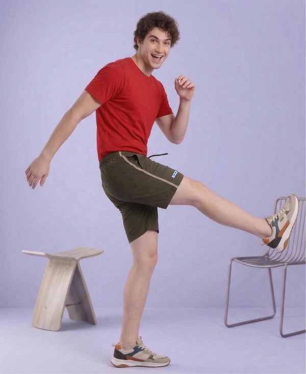 T.T. Men’s Cotton Blend | Solid Round Neck T-Shirt & Regular Fit Shorts | Casual Co-ord Set for Men