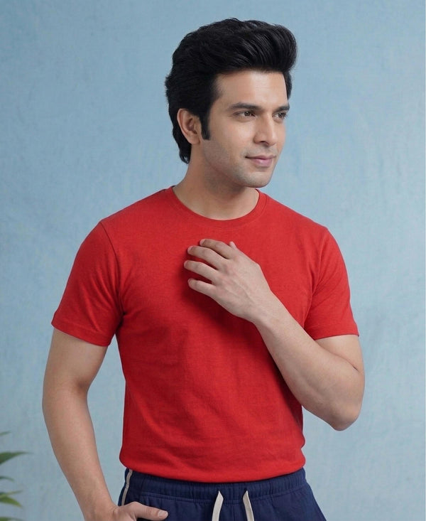 T.T. Men’s Cotton Blend | Solid Round Neck T-Shirt & Regular Fit Shorts | Casual Co-ord Set for Men