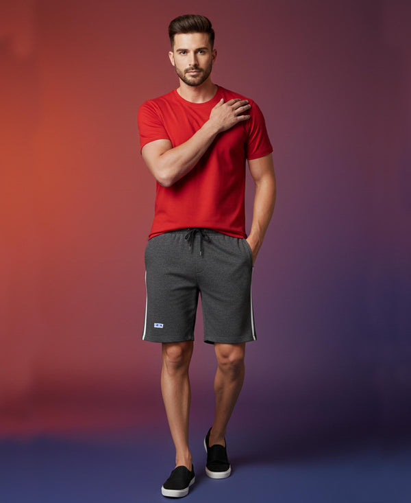 T.T. Men’s Cotton Blend | Solid Round Neck T-Shirt & Regular Fit Shorts | Casual Co-ord Set for Men