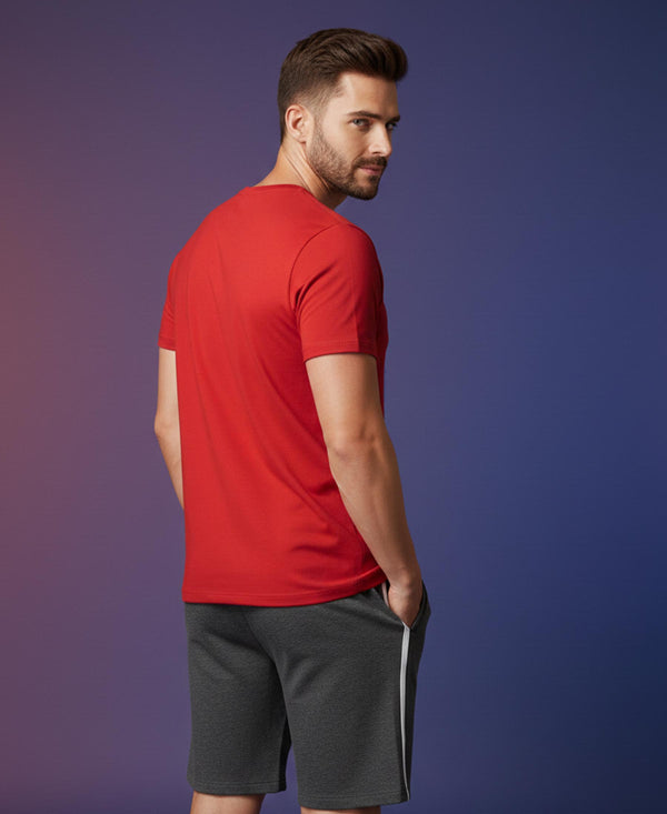 T.T. Men’s Cotton Blend | Solid Round Neck T-Shirt & Regular Fit Shorts | Casual Co-ord Set for Men