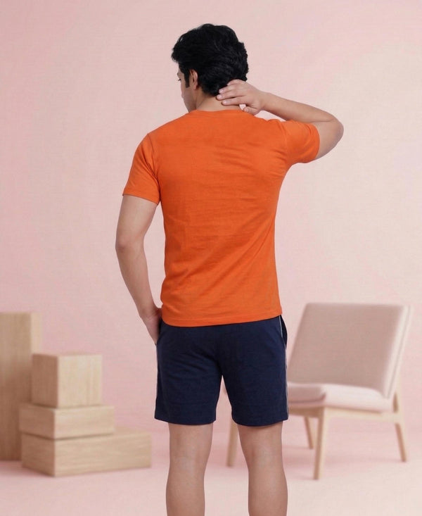 T.T. Men’s Cotton Blend | Solid Round Neck T-Shirt & Regular Fit Shorts | Casual Co-ord Set for Men