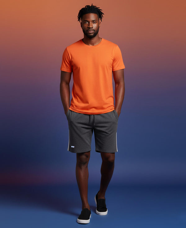 T.T. Men’s Cotton Blend | Solid Round Neck T-Shirt & Regular Fit Shorts | Casual Co-ord Set for Men