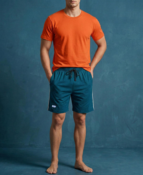 T.T. Men’s Cotton Blend | Solid Round Neck T-Shirt & Regular Fit Shorts | Casual Co-ord Set for Men