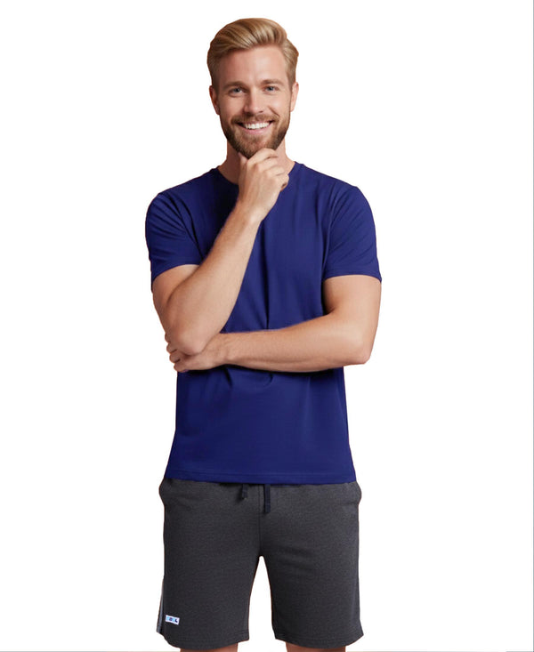 T.T. Men’s Cotton Blend | Solid Round Neck T-Shirt & Regular Fit Shorts | Casual Co-ord Set for Men