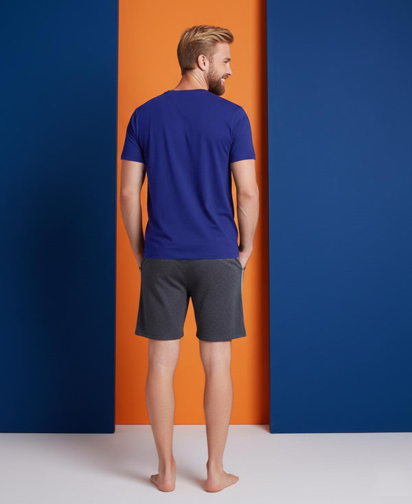 T.T. Men’s Cotton Blend | Solid Round Neck T-Shirt & Regular Fit Shorts | Casual Co-ord Set for Men