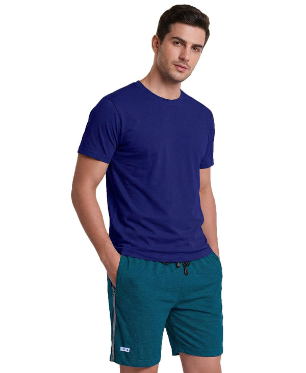 T.T. Men’s Cotton Blend | Solid Round Neck T-Shirt & Regular Fit Shorts | Casual Co-ord Set for Men