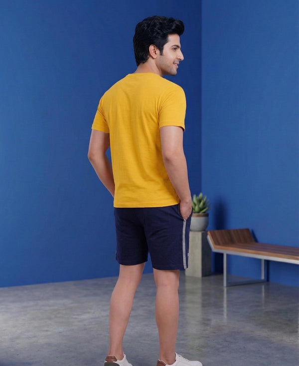 T.T. Men’s Cotton Blend | Solid Round Neck T-Shirt & Regular Fit Shorts | Casual Co-ord Set for Men