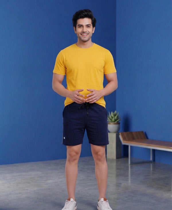 T.T. Men’s Cotton Blend | Solid Round Neck T-Shirt & Regular Fit Shorts | Casual Co-ord Set for Men