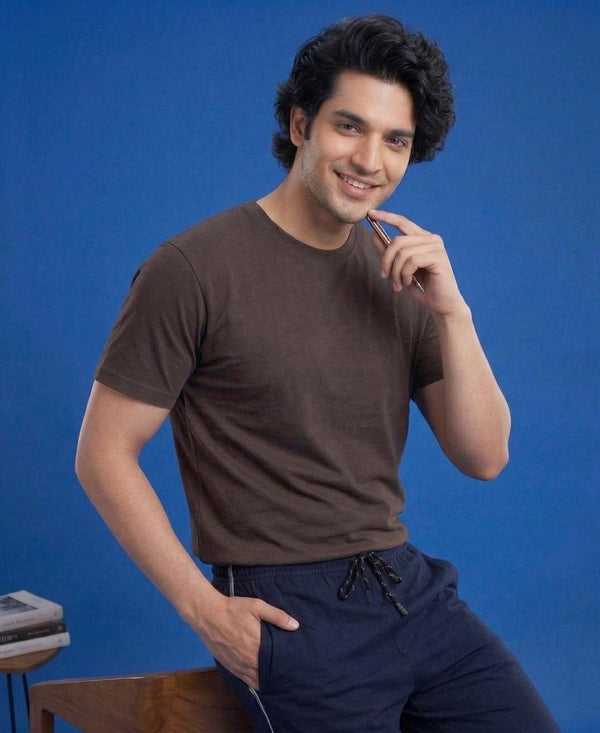 T.T. Men’s Cotton Blend | Solid Round Neck T-Shirt & Regular Fit Shorts | Casual Co-ord Set for Men