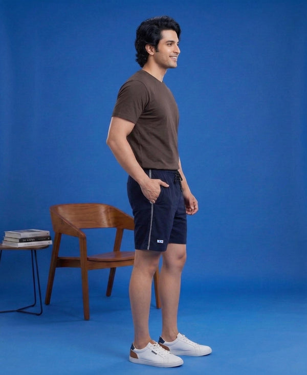 T.T. Men’s Cotton Blend | Solid Round Neck T-Shirt & Regular Fit Shorts | Casual Co-ord Set for Men