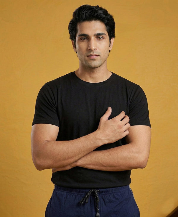 T.T. Men’s Cotton Blend | Solid Round Neck T-Shirt & Regular Fit Shorts | Casual Co-ord Set for Men