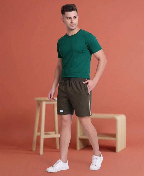 T.T. Men’s Cotton Blend | Solid Round Neck T-Shirt & Regular Fit Shorts | Casual Co-ord Set for Men