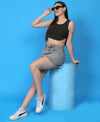 T.T. Women|Ribbed Crop Top|Sleeveless Round Neck Slim Fit Aesthetic Streetwear Top|Stretchable Cotton Fabric|Tshirt|Top||Olive