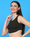 T.T. Women|Ribbed Crop Top|Sleeveless Round Neck Slim Fit Aesthetic Streetwear Top|Stretchable Cotton Fabric|Tshirt|Top||Olive