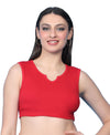 T.T. Women|Ribbed Crop Top|Sleeveless Notch Neck Slim Fit Aesthetic Streetwear Top|Stretchable Cotton Fabric|Tshirt|Top||Red