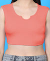 T.T. Women|Ribbed Crop Top|Sleeveless Notch Neck Slim Fit Aesthetic Streetwear Top|Stretchable Cotton Fabric|Tshirt|Top||Orange
