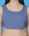 T.T. Women|Ribbed Crop Top|Sleeveless Round Neck Slim Fit Aesthetic Streetwear Top|Stretchable Cotton Fabric|Tshirt|Top||Blue