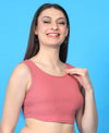 T.T. Women|Ribbed Crop Top|Sleeveless Round Neck Slim Fit Aesthetic Streetwear Top|Stretchable Cotton Fabric|Tshirt|Top||Apricot