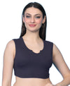 T.T. Women|Ribbed Crop Top|Sleeveless Notch Neck Slim Fit Aesthetic Streetwear Top|Stretchable Cotton Fabric|Tshirt|Top||Navy