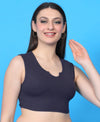 T.T. Women|Ribbed Crop Top|Sleeveless Notch Neck Slim Fit Aesthetic Streetwear Top|Stretchable Cotton Fabric|Tshirt|Top||Navy