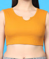 T.T. Women|Ribbed Crop Top|Sleeveless Notch Neck Slim Fit Aesthetic Streetwear Top|Stretchable Cotton Fabric|Tshirt|Top||Mustard