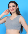 T.T. Women|Ribbed Crop Top|Sleeveless Notch Neck Slim Fit Aesthetic Streetwear Top|Stretchable Cotton Fabric|Tshirt|Top||Grey