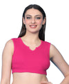 T.T. Women|Ribbed Crop Top|Sleeveless Notch Neck Slim Fit Aesthetic Streetwear Top|Stretchable Cotton Fabric|Tshirt|Top||Fuchsia