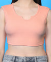 T.T. Women|Ribbed Crop Top|Sleeveless Notch Neck Slim Fit Aesthetic Streetwear Top|Stretchable Cotton Fabric|Tshirt|Top||Cream