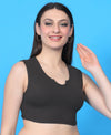 T.T. Women|Ribbed Crop Top|Sleeveless Notch Neck Slim Fit Aesthetic Streetwear Top|Stretchable Cotton Fabric|Tshirt|Top||D.Grey