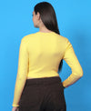 T.T. Women|Stylish Crop Top|Ribbed Slim Fit Full Sleeve Round Neck Trendy Casual Wear Top|Stretchable Cotton Fabric|Tshirt|Top||Yellow
