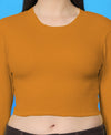 T.T. Women|Stylish Crop Top|Ribbed Slim Fit Full Sleeve Round Neck Trendy Casual Wear Top|Stretchable Cotton Fabric|Tshirt|Top||Mustard