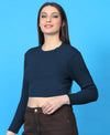 T.T. Women|Stylish Crop Top|Ribbed Slim Fit Full Sleeve Round Neck Trendy Casual Wear Top|Stretchable Cotton Fabric|Tshirt|Top||Denim