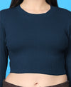 T.T. Women|Stylish Crop Top|Ribbed Slim Fit Full Sleeve Round Neck Trendy Casual Wear Top|Stretchable Cotton Fabric|Tshirt|Top||Denim