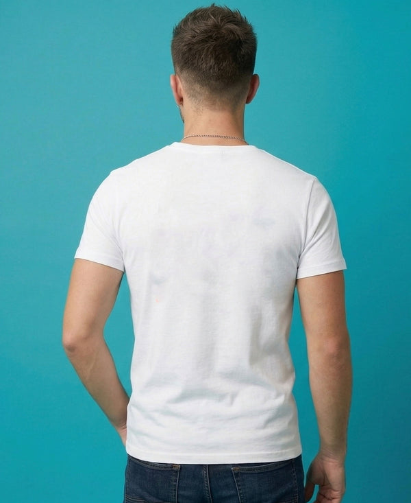 T.T. Men|Graphics Printed Tshirts For Men|Eco Friendly Fabric|Round Neck|Half Sleeves|Cotton Blended Tees For Men|Regular Fit|Big Print|White