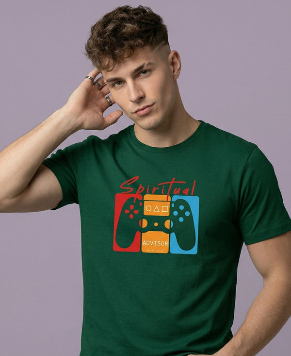 T.T. Men|Graphics Printed Tshirts For Men|Eco Friendly Fabric|Round Neck|Half Sleeves|Cotton Blended Tees For Men|Regular Fit|Big Print|Olive