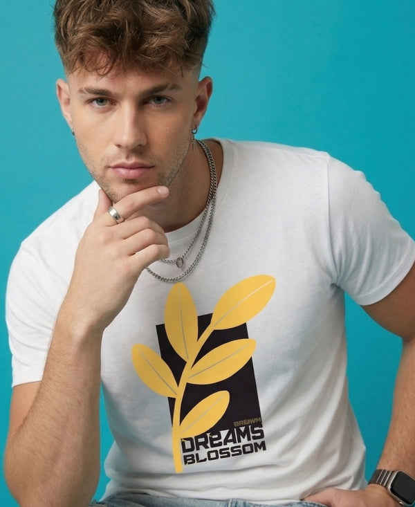 T.T. Men|Graphics Printed Tshirts For Men|Eco Friendly Fabric|Round Neck|Half Sleeves|Cotton Blended Tees For Men|Regular Fit|Big Print|White