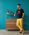 T.T. Men|Graphics Printed Tshirts For Men|Eco Friendly Fabric|Round Neck|Half Sleeves|Cotton Blended Tees For Men|Regular Fit|Big Print|Black